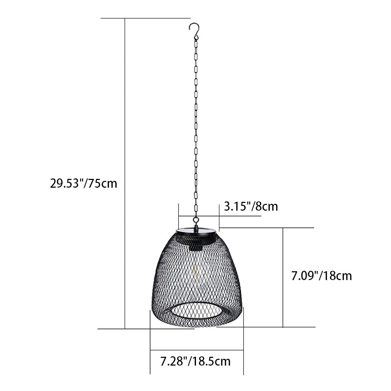 Thatch Solar Cage Pendant, Iron or Rattan Hanging Solar Garden Light for Pergola, Tree & Covered Walkway