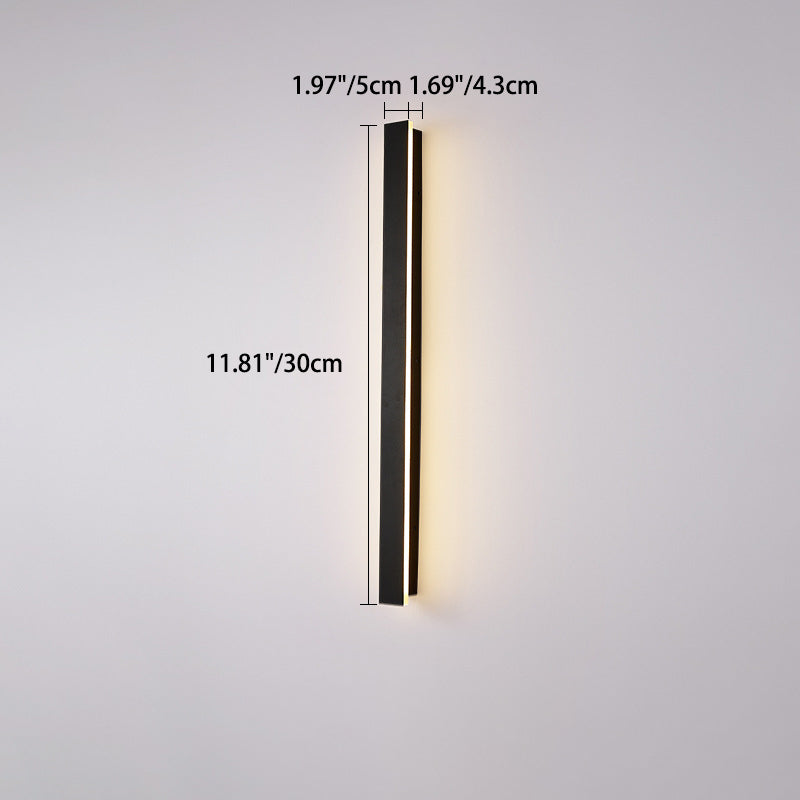 Langley Long Bar Wall Light, Slim Black IP65 Waterproof LED Outdoor Sconce for Facade, Garage & Column