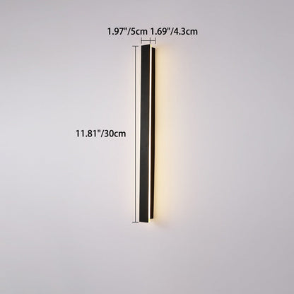 Langley Long Bar Wall Light, Slim Black IP65 Waterproof LED Outdoor Sconce for Facade, Garage & Column