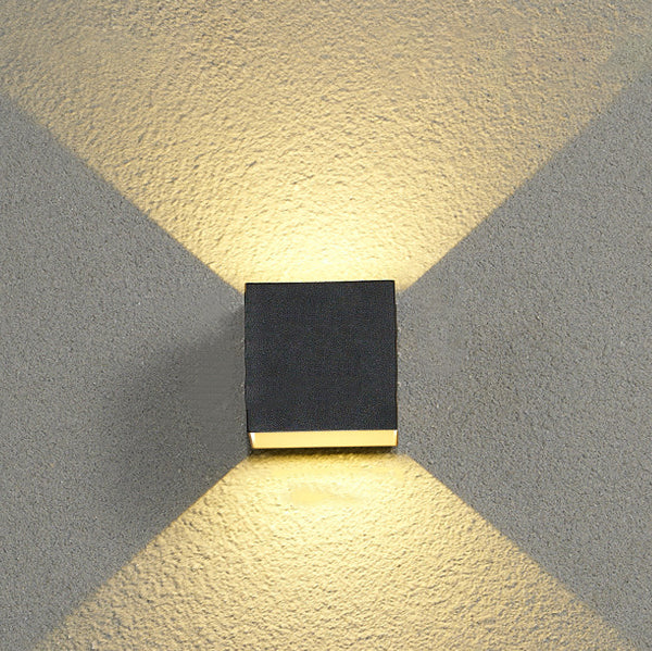 Dalton Cube Wall Sconce, IP65 Waterproof LED Up Down Outdoor Light for Front Door & Fence Post