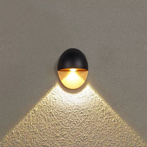 Linden Round Wall Sconce, Platinum Black Gold IP65 Waterproof 6W LED Outdoor Porch Light for Doorway, Corridor & Balcony