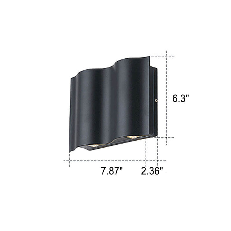 Crest Wave Wall Light, Black IP65 Waterproof Multi Beam LED Outdoor Sconce for Brick, Stone & Garden Wall