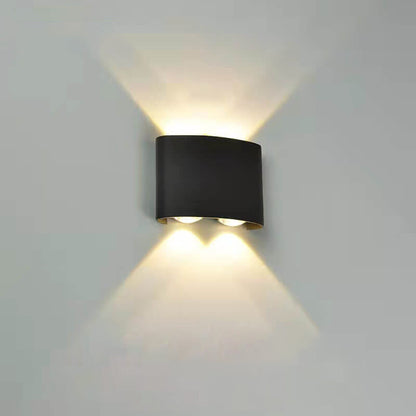 Sweep Arc Spotlight Sconce, Black White IP65 Waterproof 2W to 12W LED Outdoor Wall Light for Brick & Stone Wall