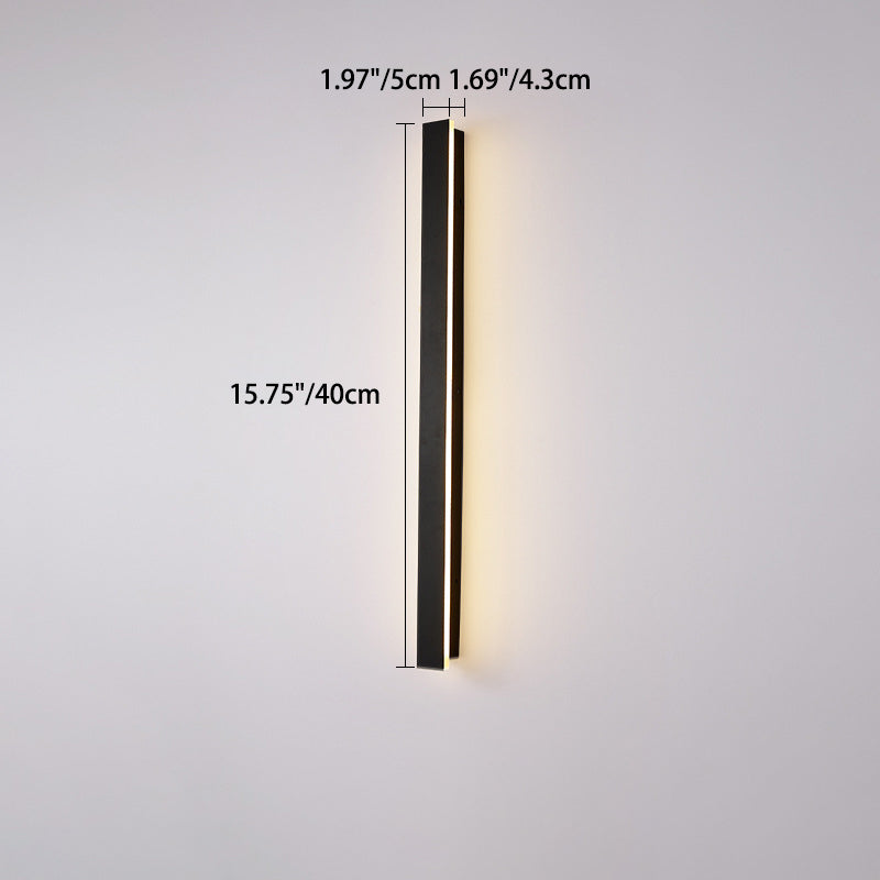 Langley Long Bar Wall Light, Slim Black IP65 Waterproof LED Outdoor Sconce for Facade, Garage & Column
