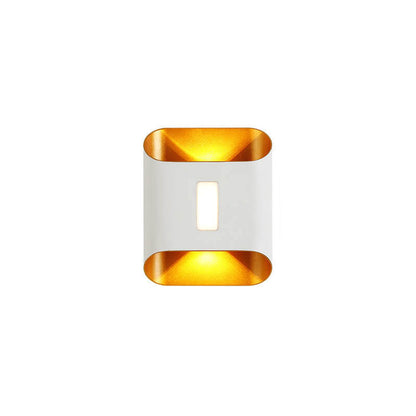Aldridge Gold Trim Wall Light, Black Gold IP65 Waterproof LED Twin Beam Outdoor Sconce for Modern Facade