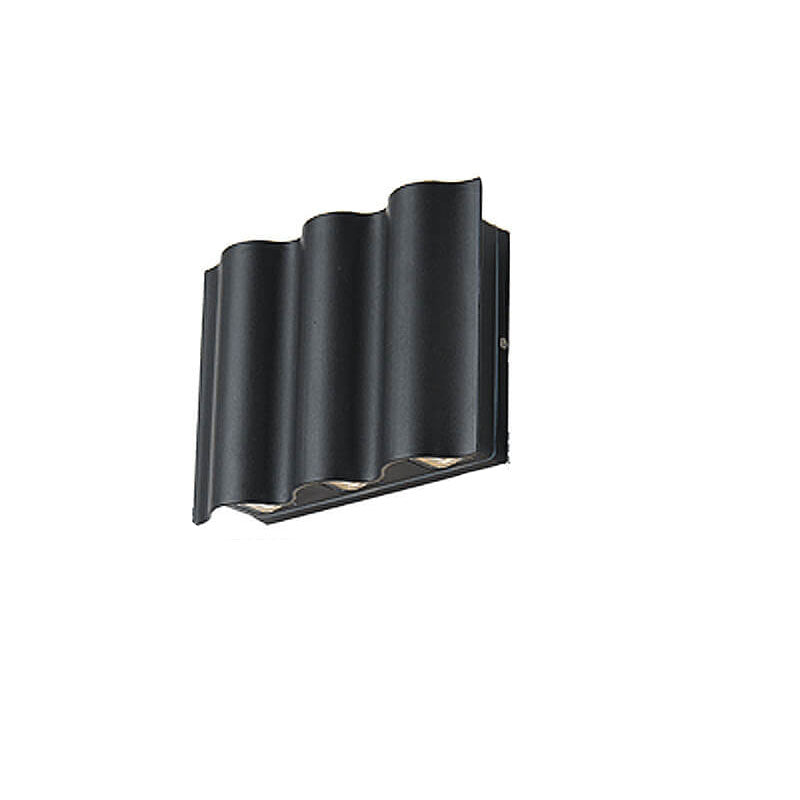 Crest Wave Wall Light, Black IP65 Waterproof Multi Beam LED Outdoor Sconce for Brick, Stone & Garden Wall