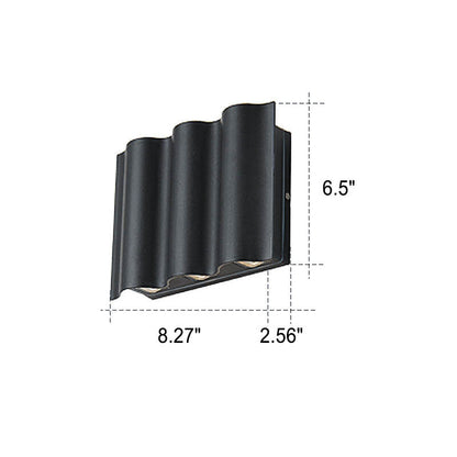 Crest Wave Wall Light, Black IP65 Waterproof Multi Beam LED Outdoor Sconce for Brick, Stone & Garden Wall