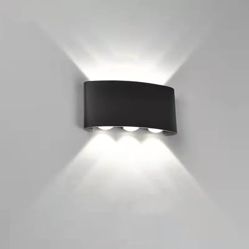 Sweep Arc Spotlight Sconce, Black White IP65 Waterproof 2W to 12W LED Outdoor Wall Light for Brick & Stone Wall