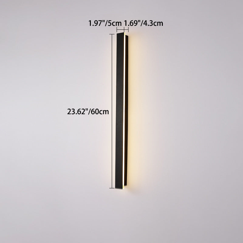 Langley Long Bar Wall Light, Slim Black IP65 Waterproof LED Outdoor Sconce for Facade, Garage & Column