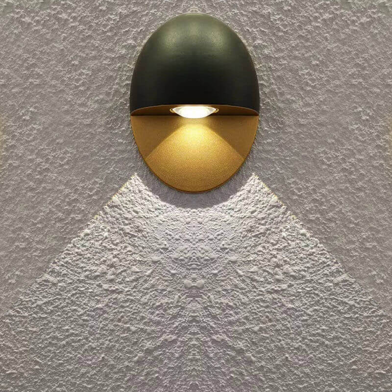 Linden Round Wall Sconce, Platinum Black Gold IP65 Waterproof 6W LED Outdoor Porch Light for Doorway, Corridor & Balcony