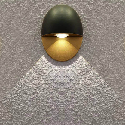 Linden Round Wall Sconce, Platinum Black Gold IP65 Waterproof 6W LED Outdoor Porch Light for Doorway, Corridor & Balcony