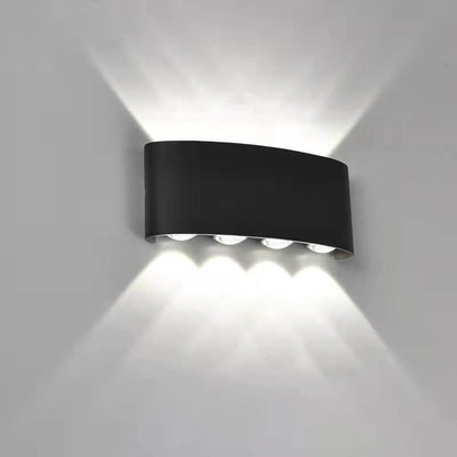 Sweep Arc Spotlight Sconce, Black White IP65 Waterproof 2W to 12W LED Outdoor Wall Light for Brick & Stone Wall