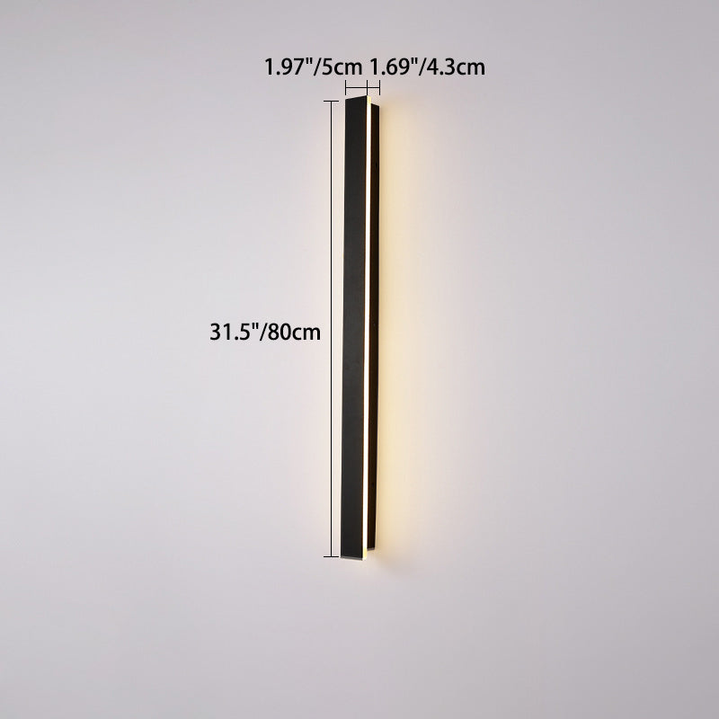 Langley Long Bar Wall Light, Slim Black IP65 Waterproof LED Outdoor Sconce for Facade, Garage & Column
