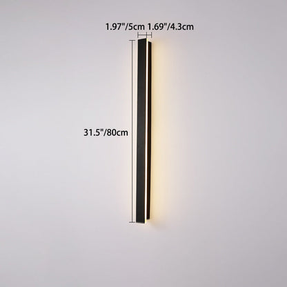 Langley Long Bar Wall Light, Slim Black IP65 Waterproof LED Outdoor Sconce for Facade, Garage & Column