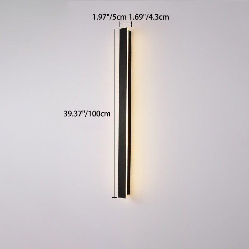 Langley Long Bar Wall Light, Slim Black IP65 Waterproof LED Outdoor Sconce for Facade, Garage & Column
