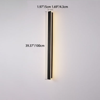 Langley Long Bar Wall Light, Slim Black IP65 Waterproof LED Outdoor Sconce for Facade, Garage & Column