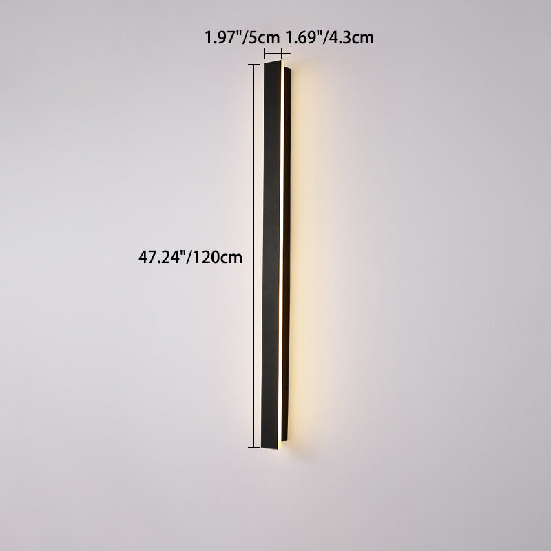 Langley Long Bar Wall Light, Slim Black IP65 Waterproof LED Outdoor Sconce for Facade, Garage & Column