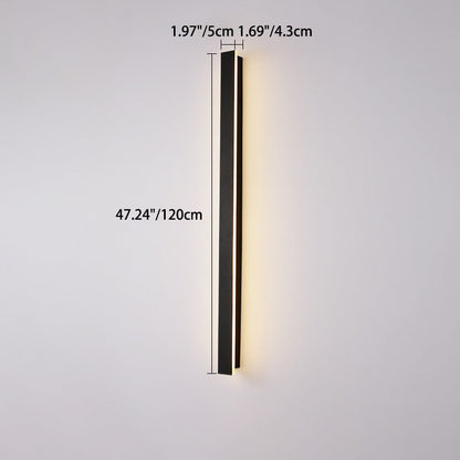Langley Long Bar Wall Light, Slim Black IP65 Waterproof LED Outdoor Sconce for Facade, Garage & Column