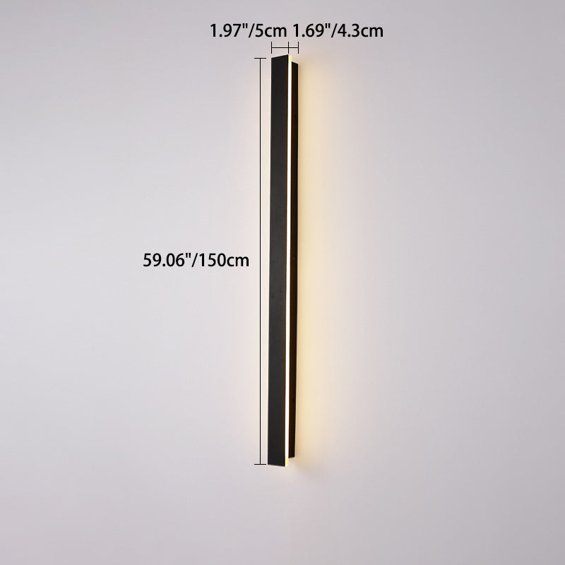 Langley Long Bar Wall Light, Slim Black IP65 Waterproof LED Outdoor Sconce for Facade, Garage & Column