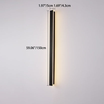 Langley Long Bar Wall Light, Slim Black IP65 Waterproof LED Outdoor Sconce for Facade, Garage & Column