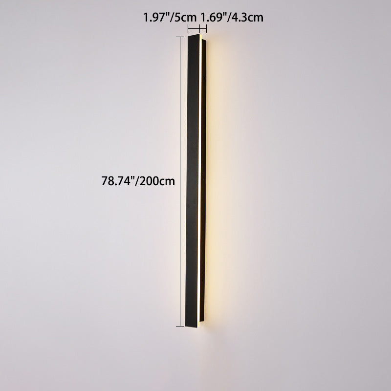 Langley Long Bar Wall Light, Slim Black IP65 Waterproof LED Outdoor Sconce for Facade, Garage & Column