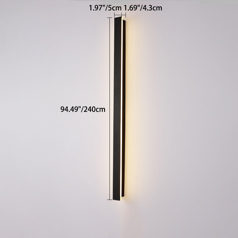 Langley Long Bar Wall Light, Slim Black IP65 Waterproof LED Outdoor Sconce for Facade, Garage & Column
