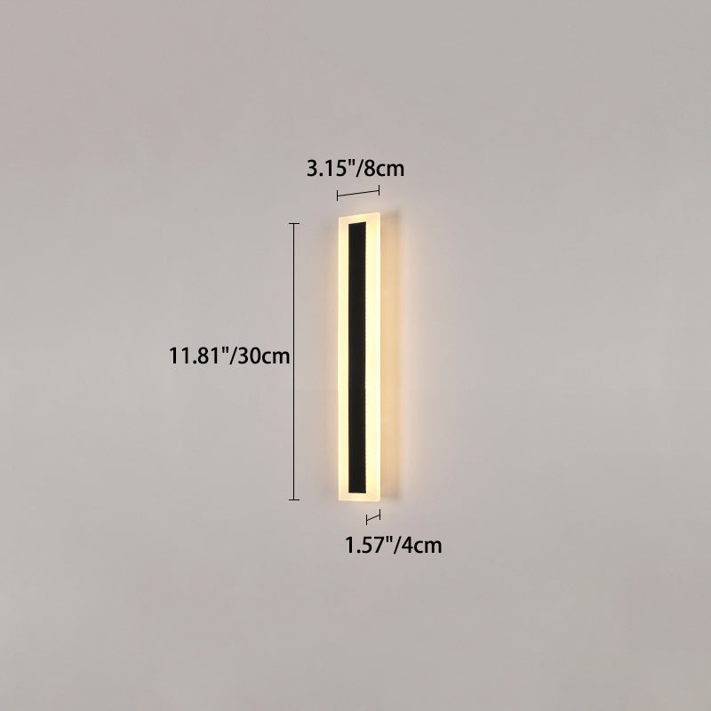 Langley Long Bar Wall Light, Slim Black IP65 Waterproof LED Outdoor Sconce for Facade, Garage & Column