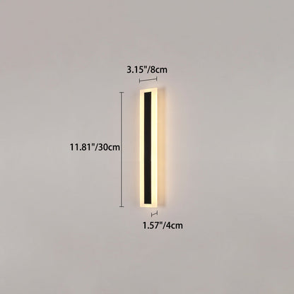 Langley Long Bar Wall Light, Slim Black IP65 Waterproof LED Outdoor Sconce for Facade, Garage & Column