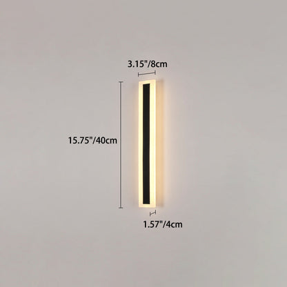 Langley Long Bar Wall Light, Slim Black IP65 Waterproof LED Outdoor Sconce for Facade, Garage & Column