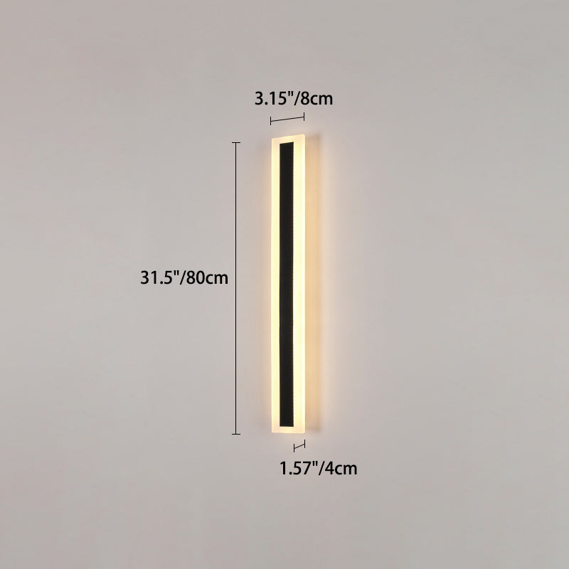 Langley Long Bar Wall Light, Slim Black IP65 Waterproof LED Outdoor Sconce for Facade, Garage & Column