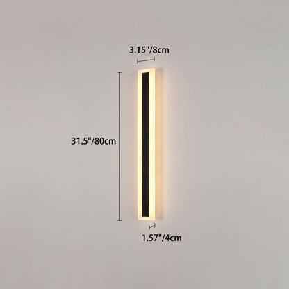 Langley Long Bar Wall Light, Slim Black IP65 Waterproof LED Outdoor Sconce for Facade, Garage & Column