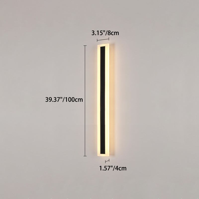 Langley Long Bar Wall Light, Slim Black IP65 Waterproof LED Outdoor Sconce for Facade, Garage & Column