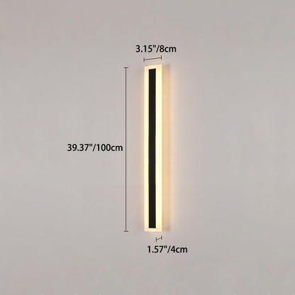 Langley Long Bar Wall Light, Slim Black IP65 Waterproof LED Outdoor Sconce for Facade, Garage & Column