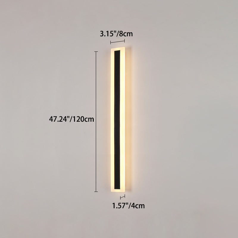 Langley Long Bar Wall Light, Slim Black IP65 Waterproof LED Outdoor Sconce for Facade, Garage & Column