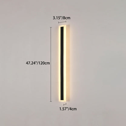 Langley Long Bar Wall Light, Slim Black IP65 Waterproof LED Outdoor Sconce for Facade, Garage & Column