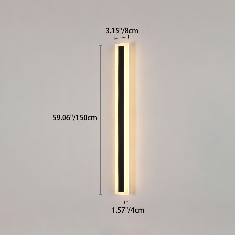 Langley Long Bar Wall Light, Slim Black IP65 Waterproof LED Outdoor Sconce for Facade, Garage & Column