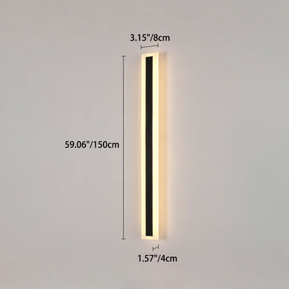 Langley Long Bar Wall Light, Slim Black IP65 Waterproof LED Outdoor Sconce for Facade, Garage & Column