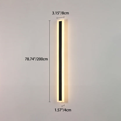 Langley Long Bar Wall Light, Slim Black IP65 Waterproof LED Outdoor Sconce for Facade, Garage & Column