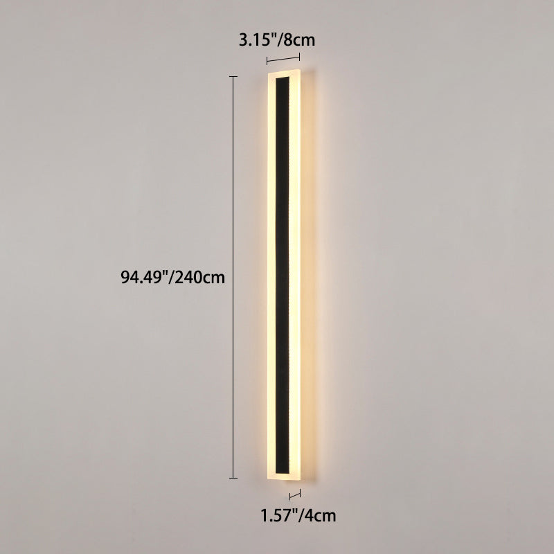 Langley Long Bar Wall Light, Slim Black IP65 Waterproof LED Outdoor Sconce for Facade, Garage & Column