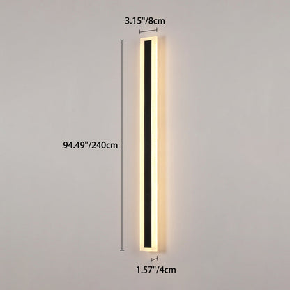 Langley Long Bar Wall Light, Slim Black IP65 Waterproof LED Outdoor Sconce for Facade, Garage & Column
