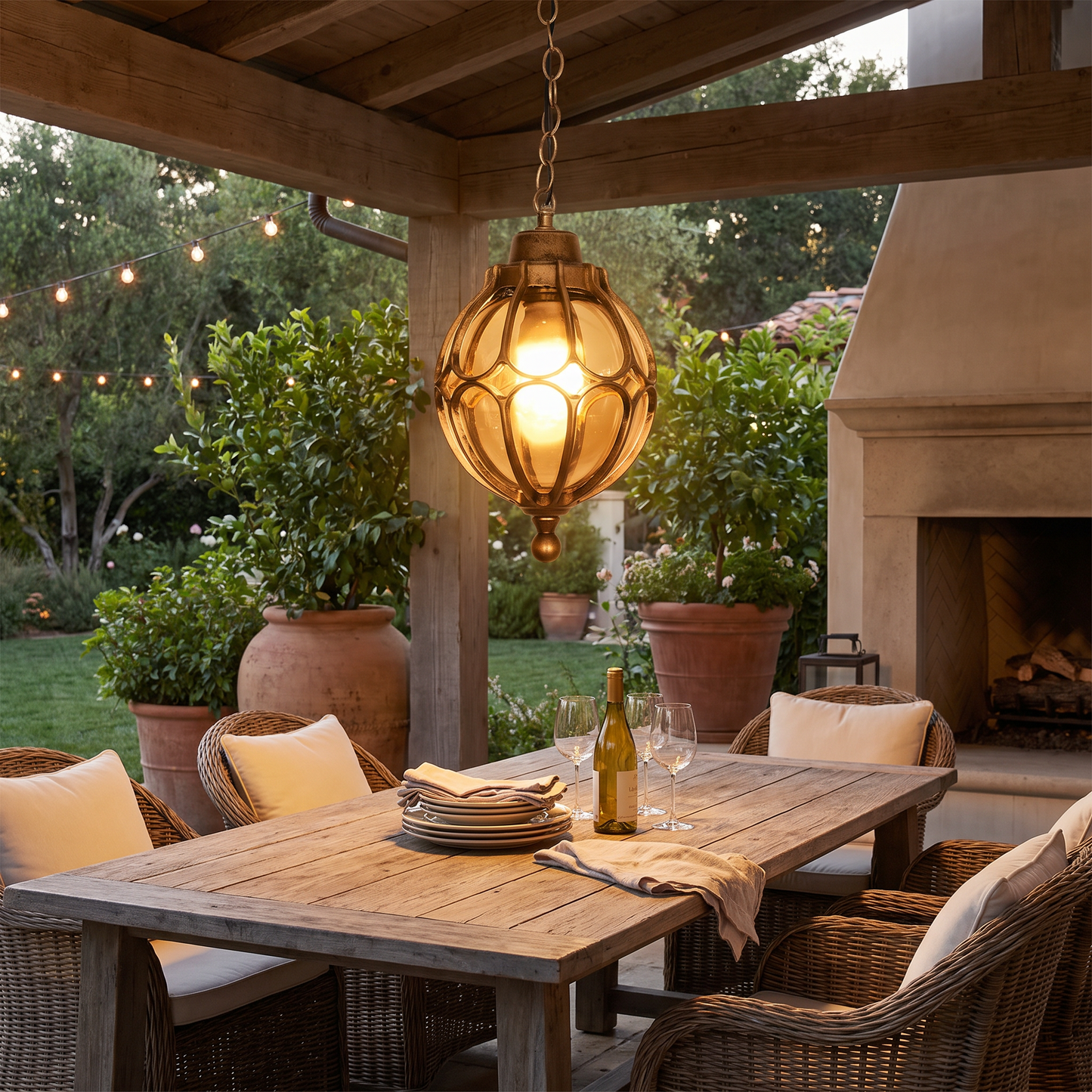 Outdoor lighting in use