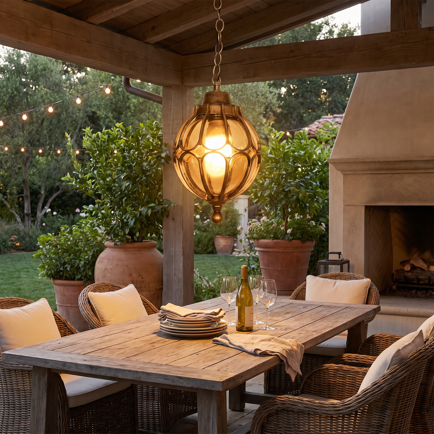 Outdoor lighting in use
