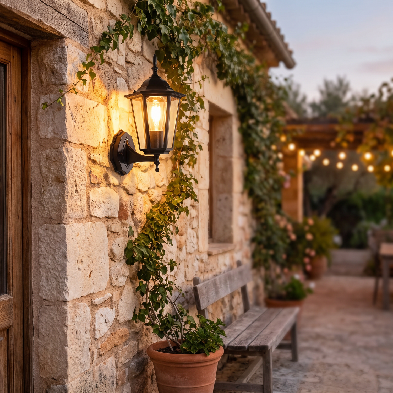 Outdoor lighting in use