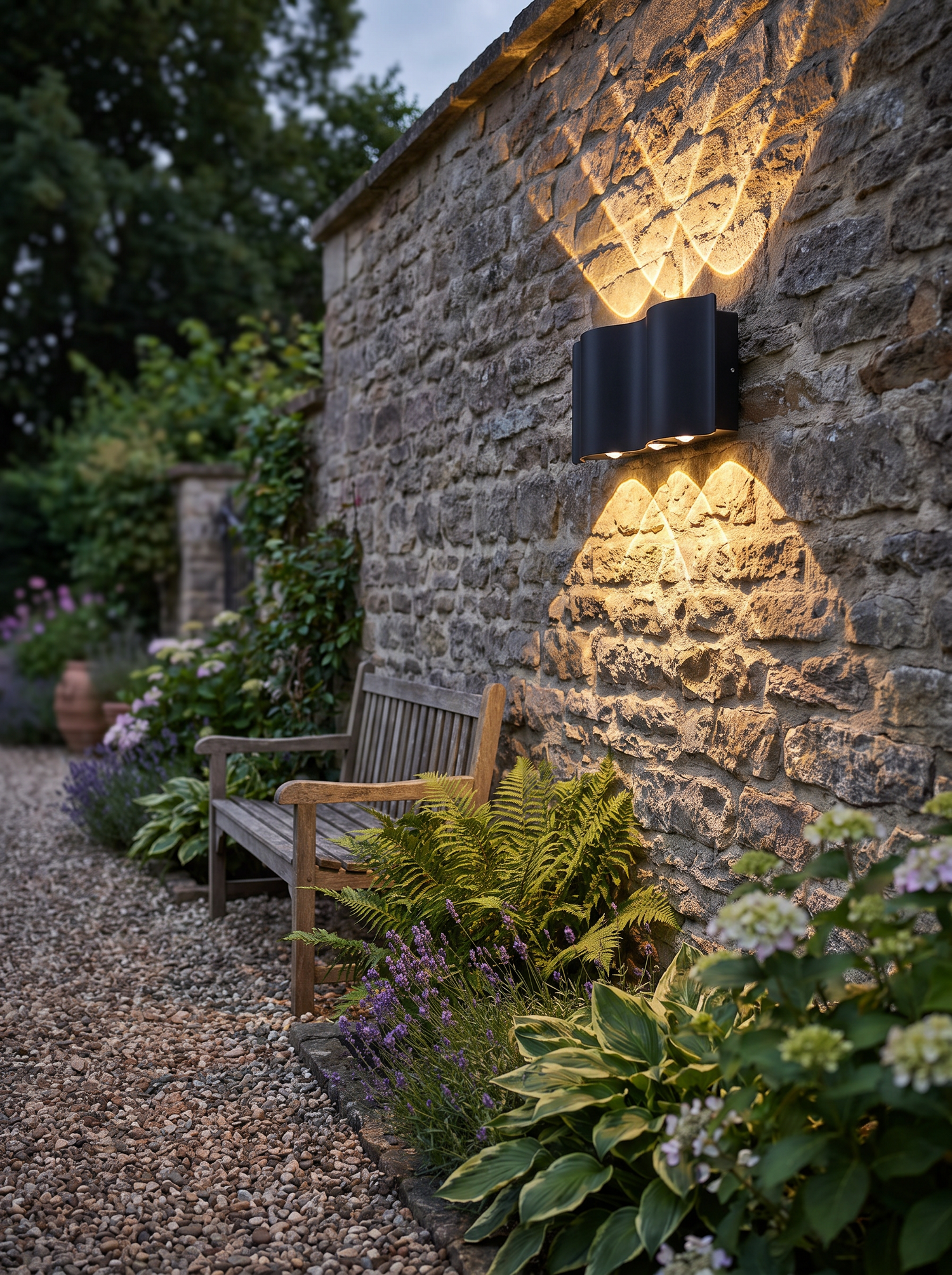Crest Wave Wall Light, Black IP65 Waterproof Multi Beam LED Outdoor Sc