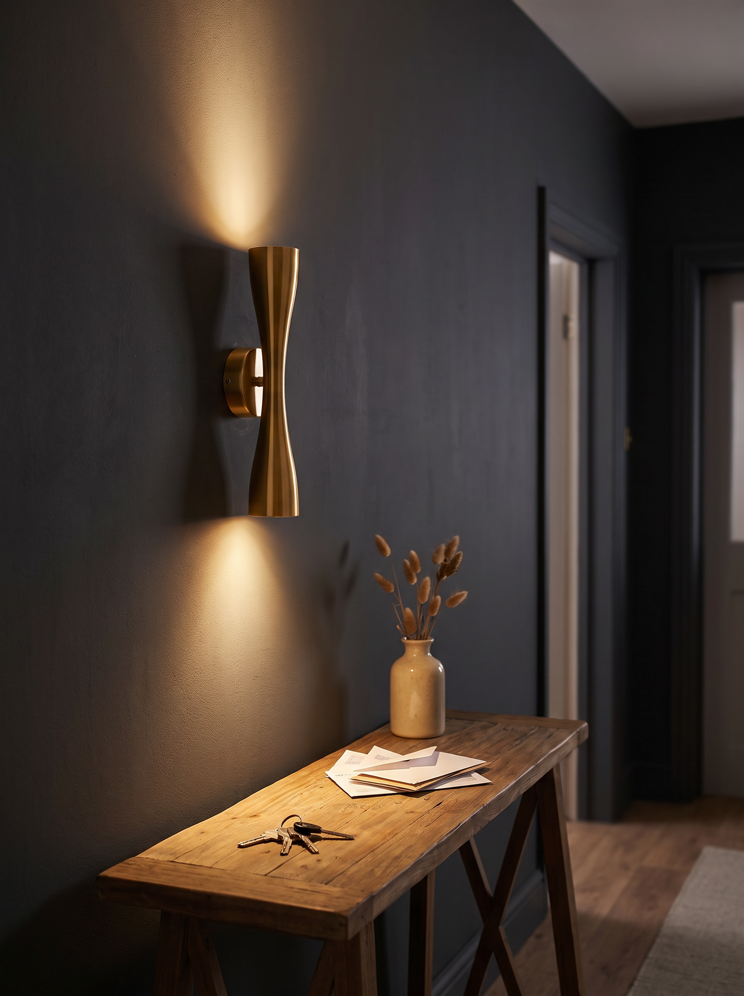 Ridge Twin Spot Sconce, Gold Black Slim LED Indoor Wall Light for Hall