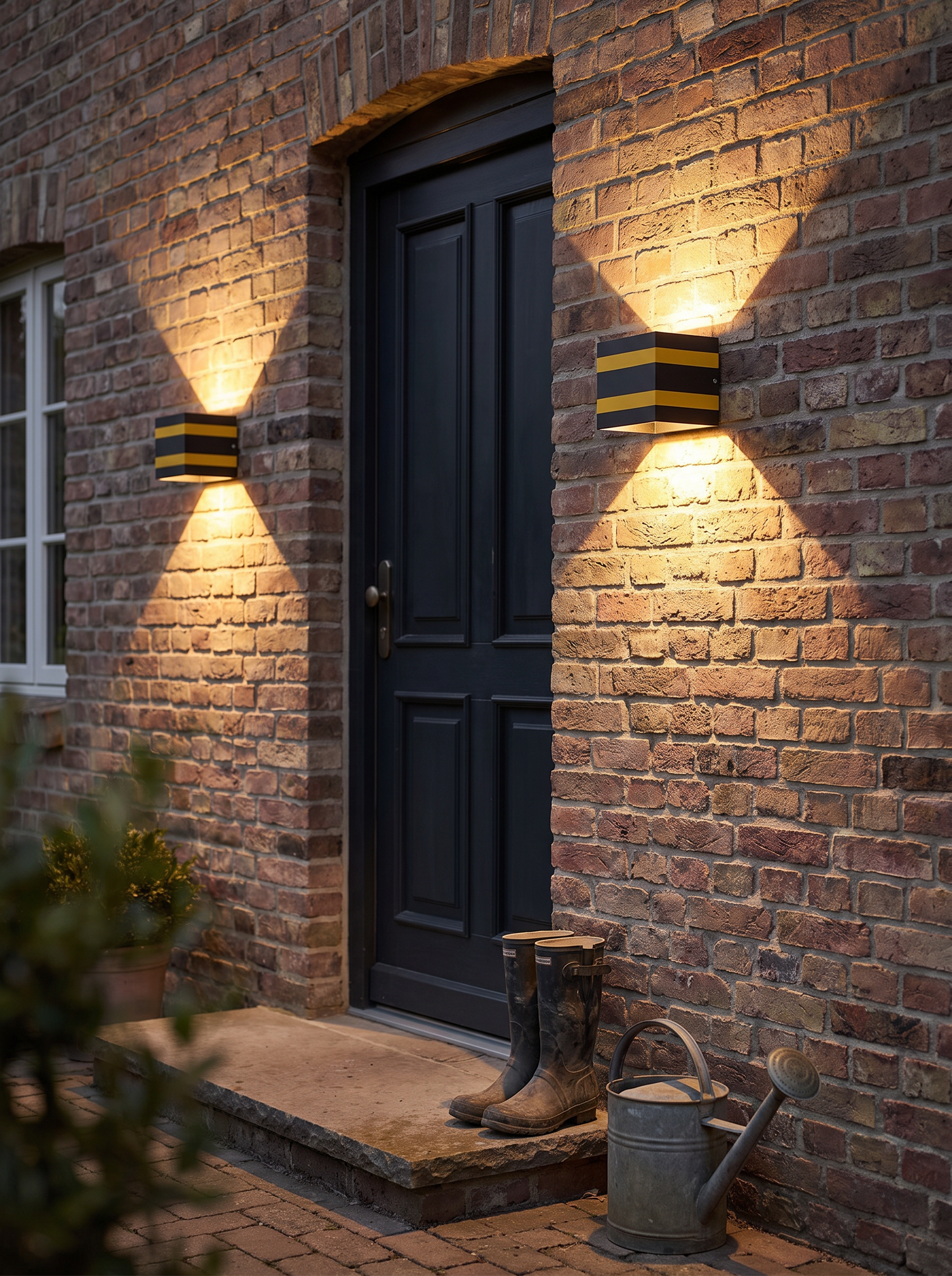 Dalton Cube Wall Sconce, Black Gold IP65 Waterproof LED Up Down Outdoo