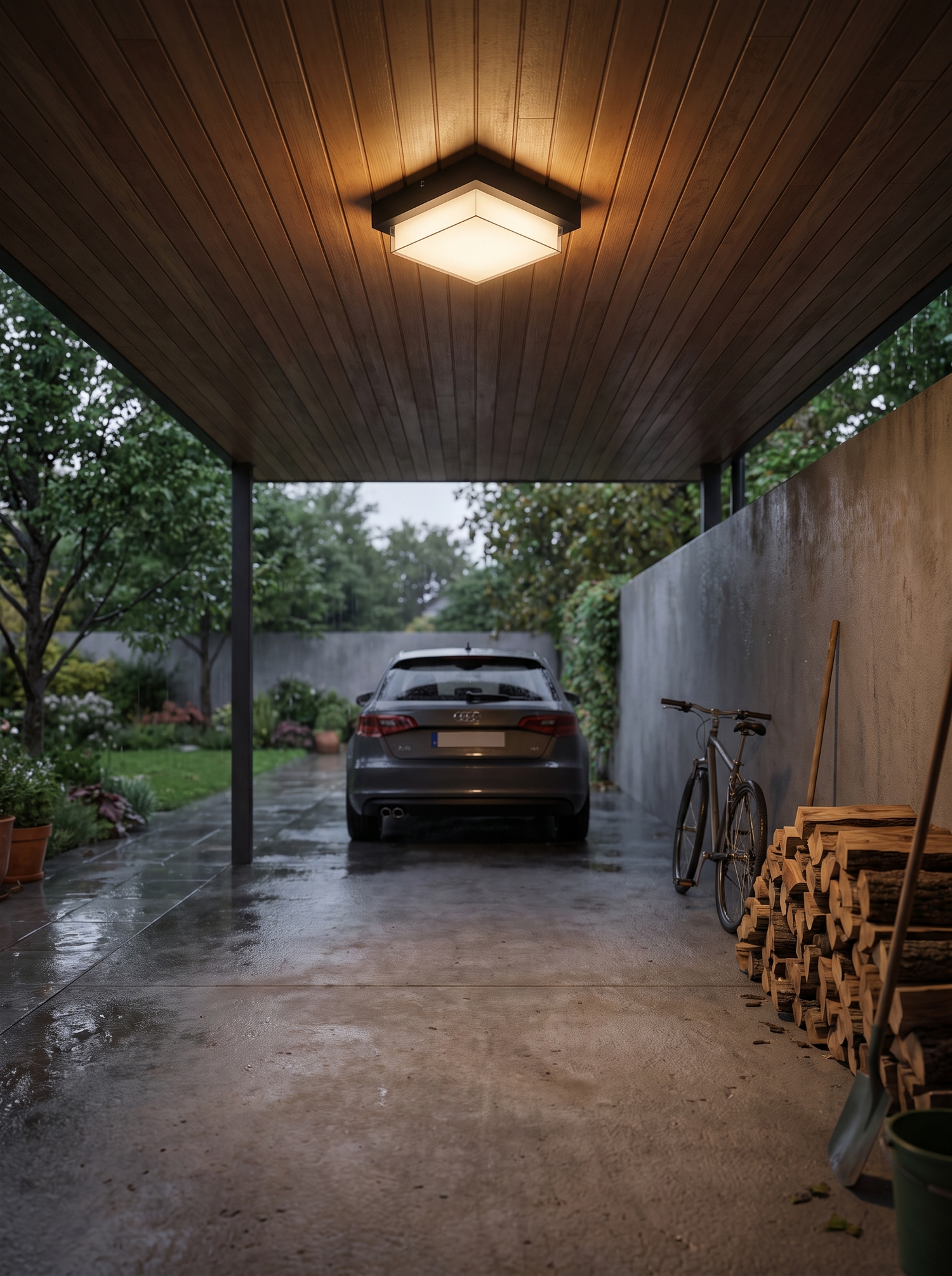 Ellis Square Ceiling Light, Black IP65 Waterproof LED Outdoor Flush Mo