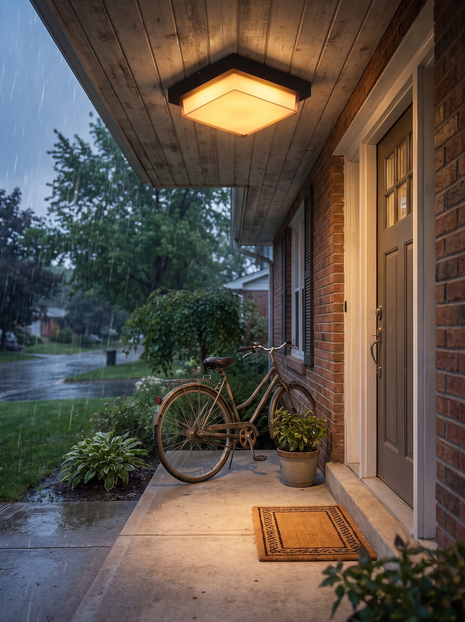 Marsden Square Ceiling Light, Black IP65 Waterproof LED Outdoor Flush 