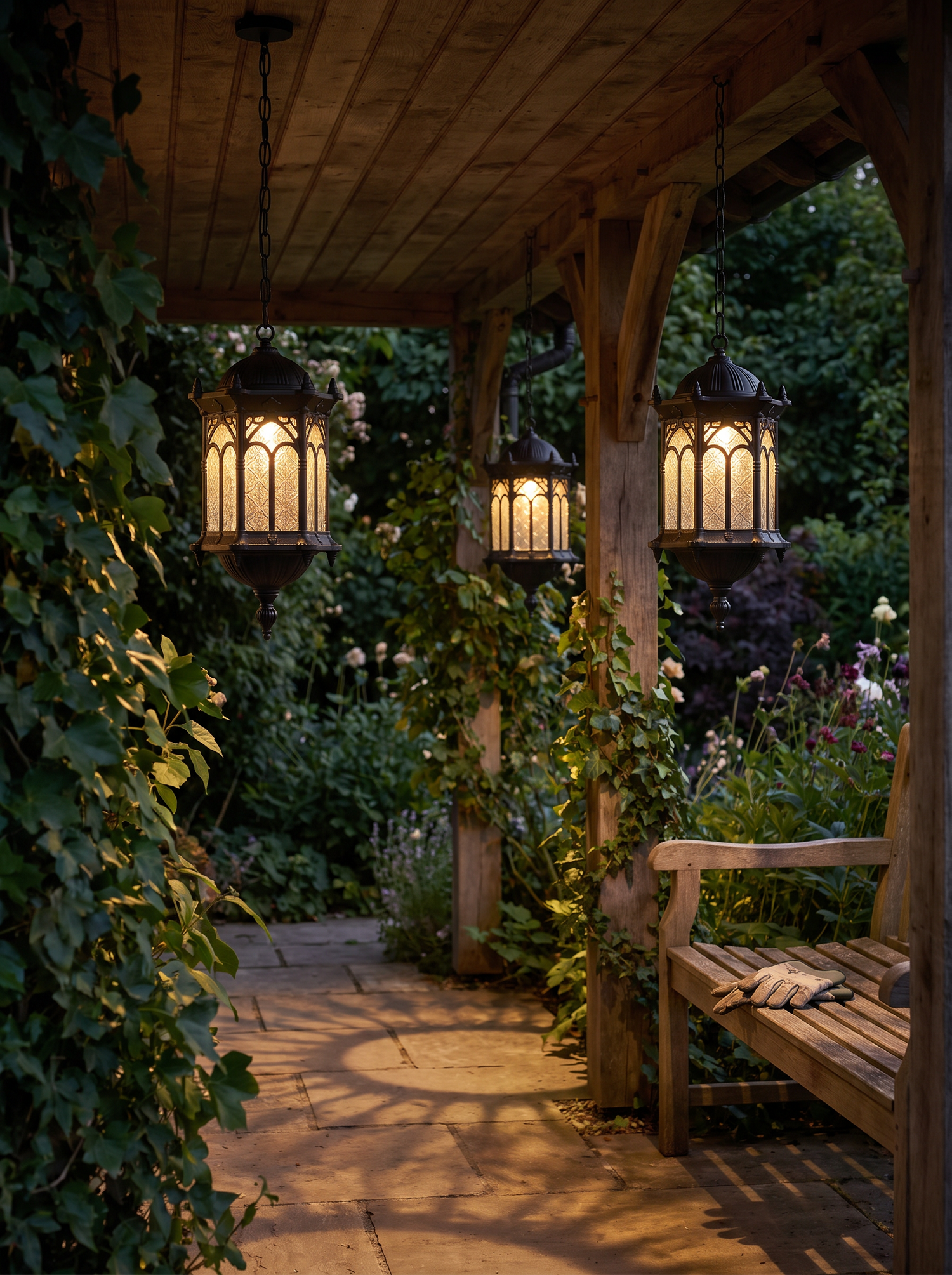 Marlow Hexagonal Post Lantern, Black IP65 Waterproof Hanging Outdoor P