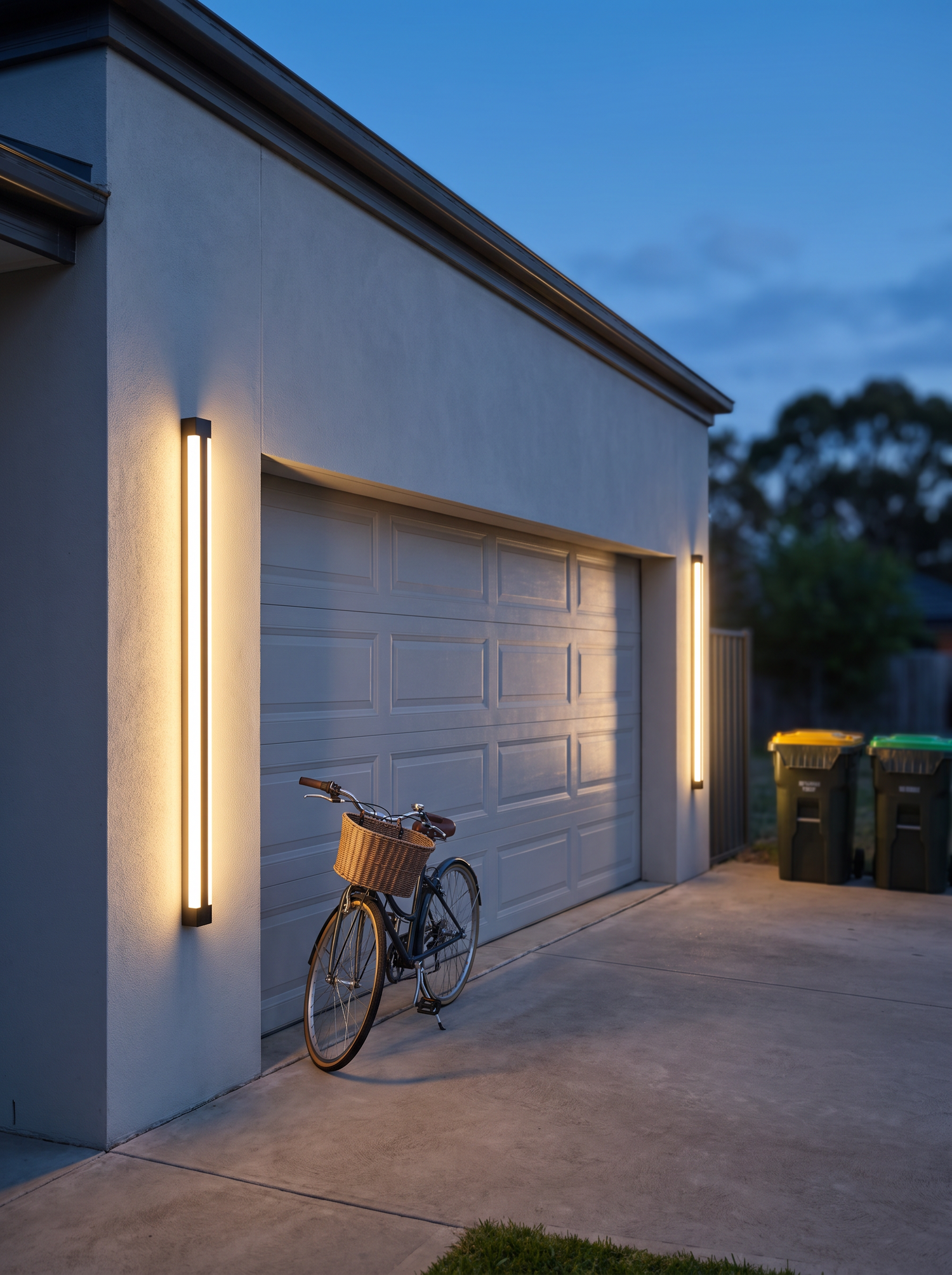 Calder Slim Column Wall Light, Tall Black IP65 Waterproof LED Outdoor 